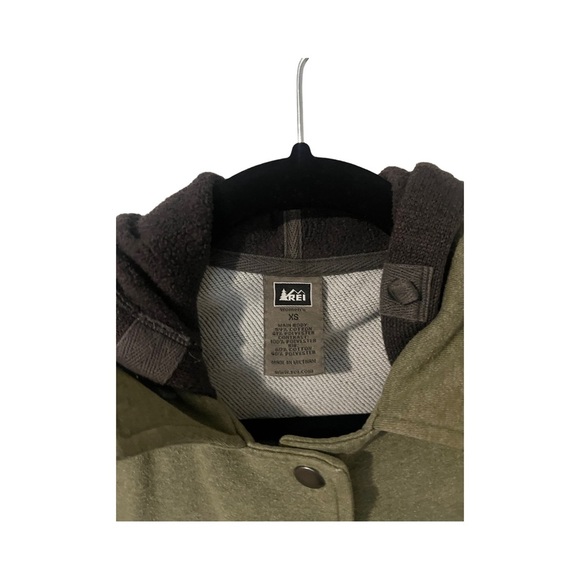 REI Jacket Hooded Black Green Outdoor Hiking Women Size XS - Picture 5 of 13